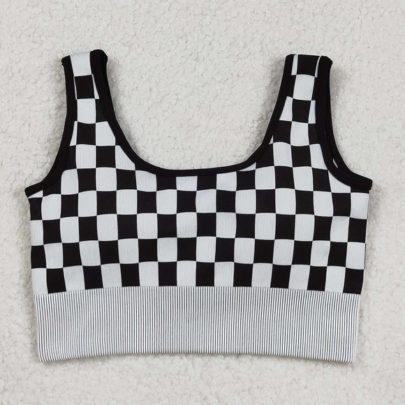 Plaid Black White Adult Top