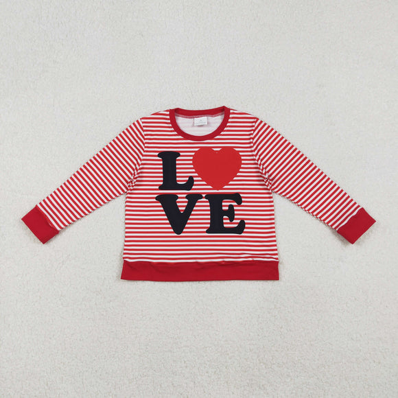 Heart Love Letters Red Stripe Girls Valentines Top