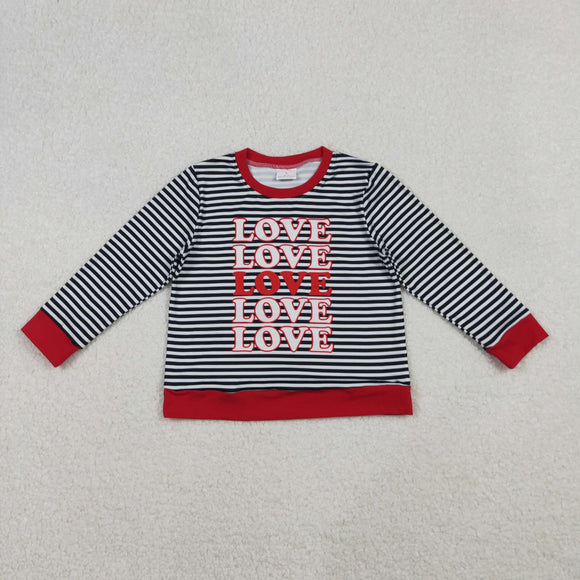 Love Letters Black Stripe Girls Valentines Top