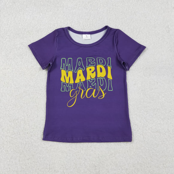 Letters Purple Girls Mardi Gras Top