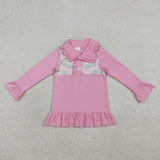 Golf Pink Plaid Polo Girls Long Sleeve Top