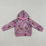 Branches Leaves Hot Pink Girls Hoodie Top