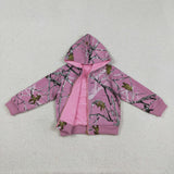 Branches Leaves Hot Pink Girls Hoodie Top