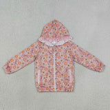 Pumpkin Bow Pattern Pink Plaid Ruffles Girls Hoodie Top