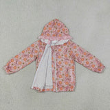 Pumpkin Bow Pattern Pink Plaid Ruffles Girls Hoodie Top
