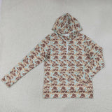 Adult Brown Bluish Camo Zipper Women Hoodie Top