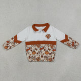 Turkey Bow Pattern Plaid Polo Girls Thanksgiving Top