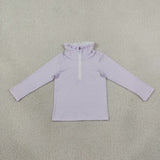Ruffles Light Purple Stripe Polo Girls Long Sleeve Top