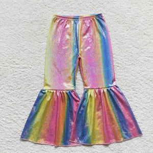 Colorful Satin Bell Bottoms Pants