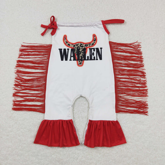 Wallen Highland Cow Red Tassels White Girls Summer Romper