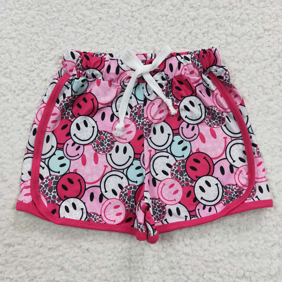 Hot Pink Smile Milk Silk Girls Shorts