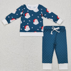 Santa Polka Dots Blue Boys Christmas Outfits