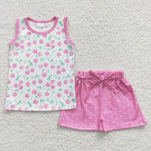 Cherry Pink Girls Shorts Sets