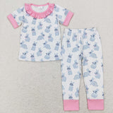 Bunny Pink Ruffles Girls Easter Pajamas