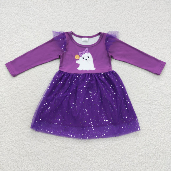 Ghost Purple Gauze Sequins Girls Halloween Dress