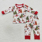 Reindeer Snowman Red Boys Christmas Pajamas