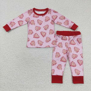 Tree Cookie Pink Red Mommy & Me Girls Christmas Pajamas