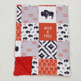 Wild Free Bull Aztec Plaid Blankets