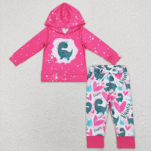 Heart Dinosaur Rawr Hoodie Girls Valentines Outfits