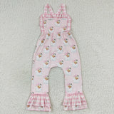 Santa Pink Plaid Jumpsuit Girls Christmas Romper