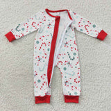 Candy Cane White Red Boys Christmas Romper