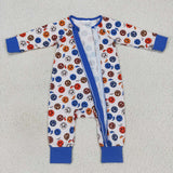 Smile Lightning Blue Boys Fall Romper