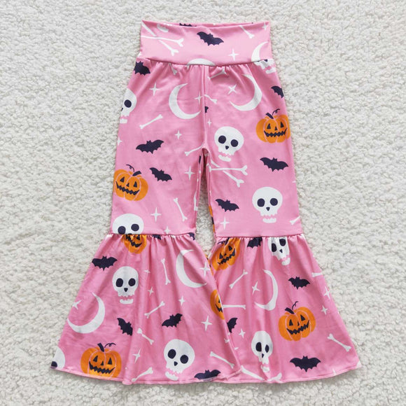 Moon Bat Pumpkin Pink Girls Halloween Pants