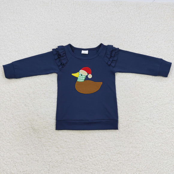 Duck Navy Ruffles Girls Christmas Top