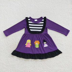 Cartoon Witch Purple Girls Halloween Dress