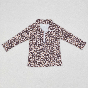 Leopard Print Polo Boys Long Sleeve Top