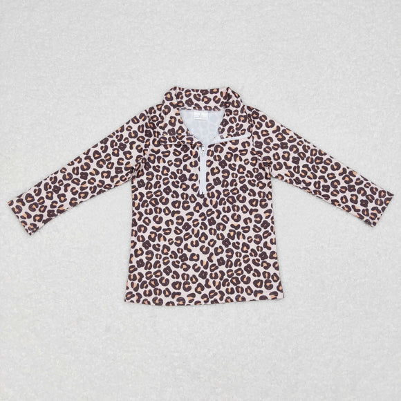 Leopard Print Polo Boys Long Sleeve Top