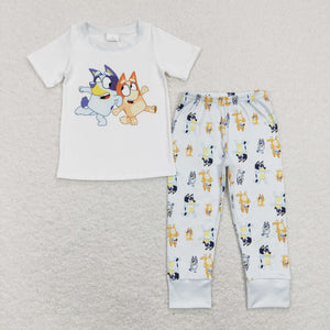 Cartoon Dogs Boys Short Sleeve Pajamas