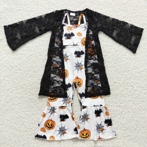 Lace Black Cardigan Pumpkin Jumpsuit Girls Halloween Outfits