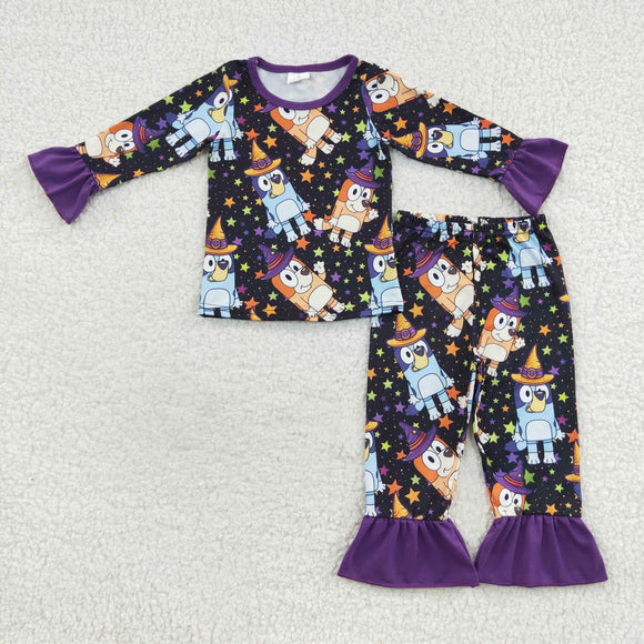 Cartoon Dogs Stars Black Girls Halloween Pajamas