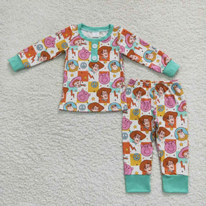 Promotional Cartoon Pig Plaid Boys Long Sleeve Pajamas