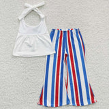 American Babe White Stripe Girls 4th of July Outfits