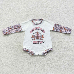 Crew Gingerbread Pink Girls Christmas Romper