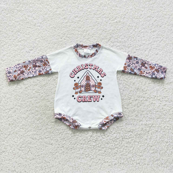 Crew Gingerbread Pink Girls Christmas Romper