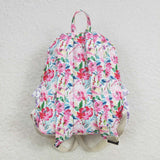 Floral Purple Ruffles White Backpack