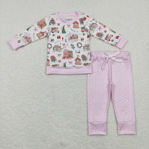 House Bows Pink Girls Christmas Outfits