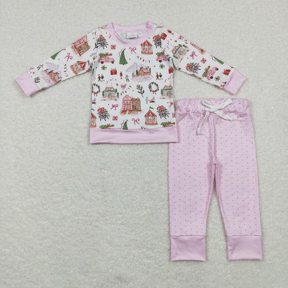 House Bows Pink Girls Christmas Outfits