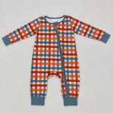 Orange Blue Plaid Boys Fall Romper