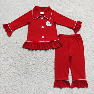 Kids Santa Solid Red Mommy & Me Girls Christmas Pajamas