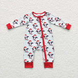 Cows Blue White Stripe Red Boys Christmas Romper