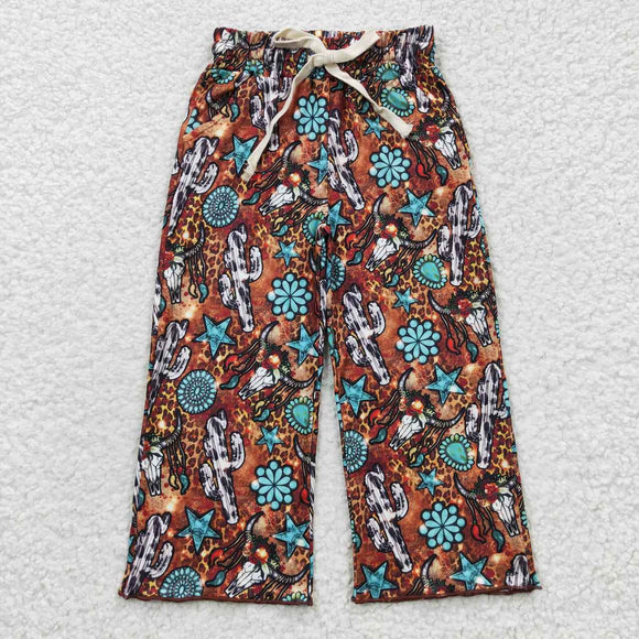 Cactus Gem Highland Cow Brown Girls Long Pants