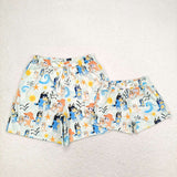 Adult Cartoon Dogs Plaid Swimming Trunks