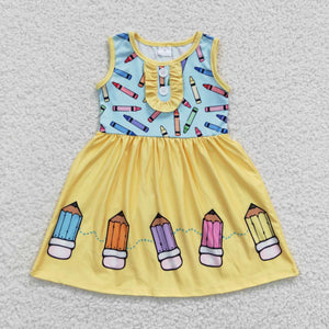 Pencil Yellow Girls Back to School Dress