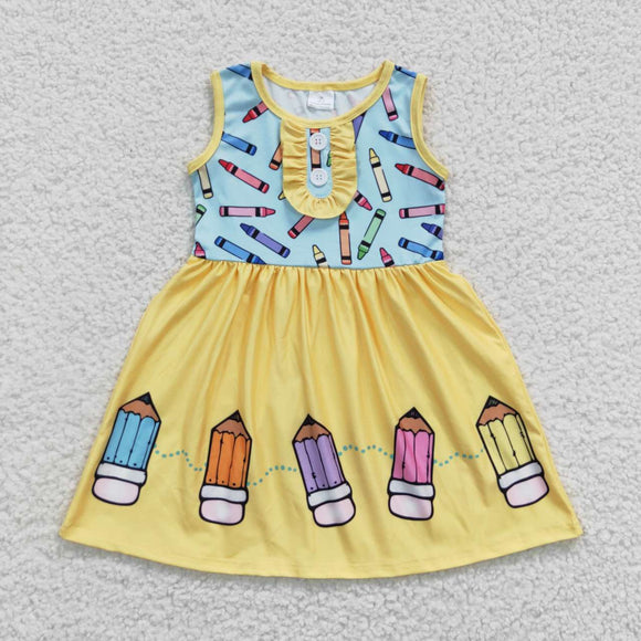 Pencil Yellow Girls Back to School Dress