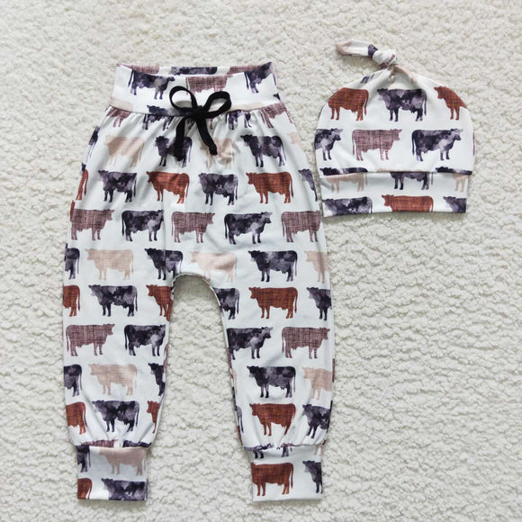 (0-3M--5-6T) Cow Print White Boys Pants