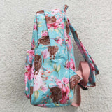 Highland Cow Floral Sky Blue Backpack